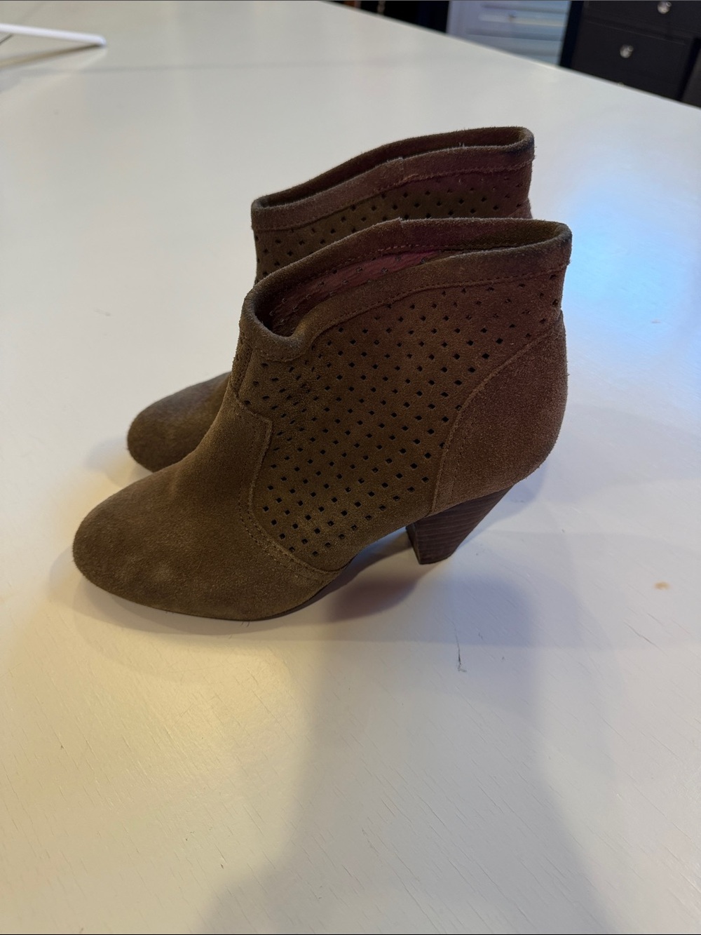 Jessica Simpson Brown Suede Perforated Ankle Boots